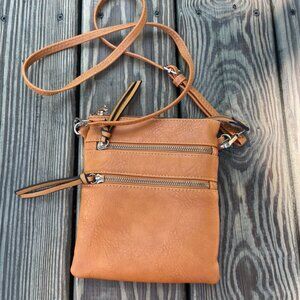 Small Camel Colored Cross Body Purse